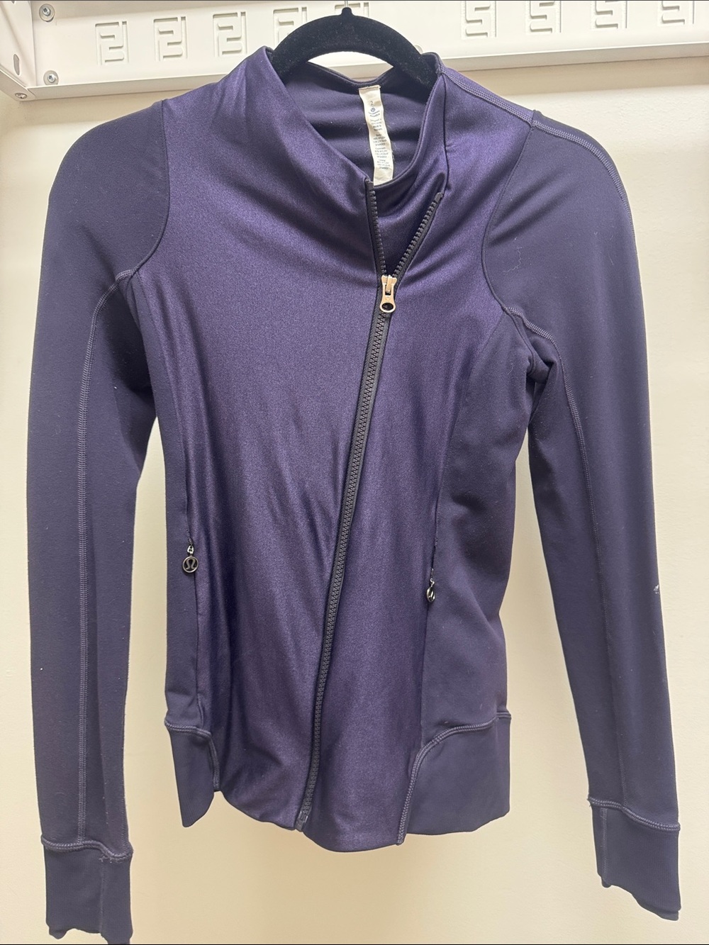 LULU LEMON athletica Deep Purple Asymmetrical Zip Bomber Jacket